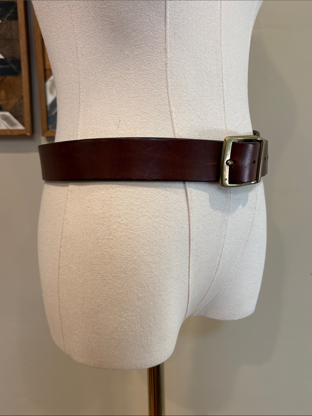 Vintage Ralph Lauren 90s Brown Leather Equestrian Belt Brass Buckle size Medium - Picture 6 of 16
